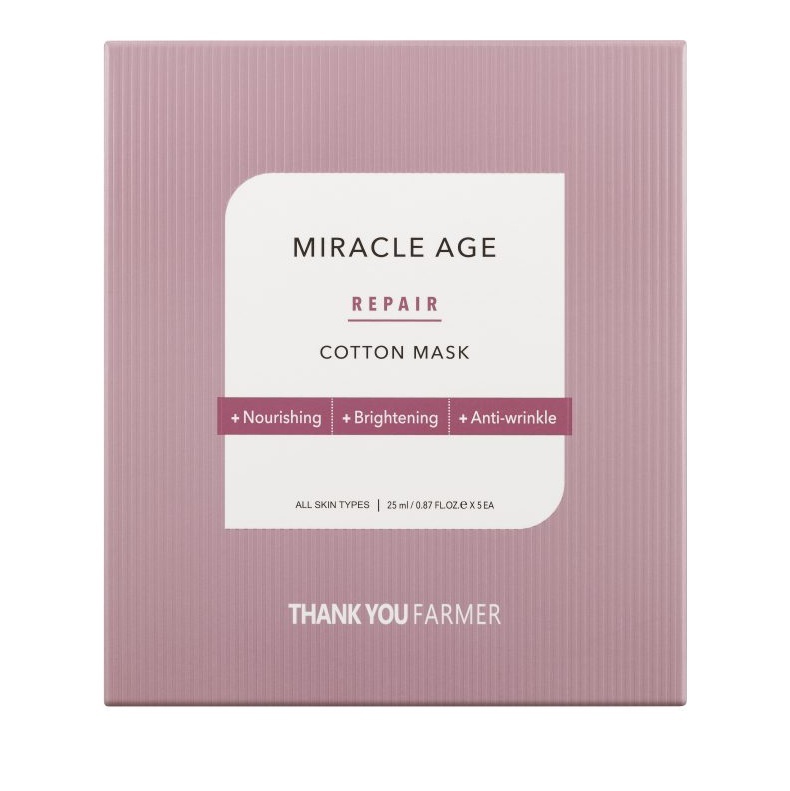 Thank You Farmer Miracle Age Repair Cotton Mask Υφασμάτινη Μάσκα Προσώπου Αντιγήρανσης & Θρέψης, 25ml